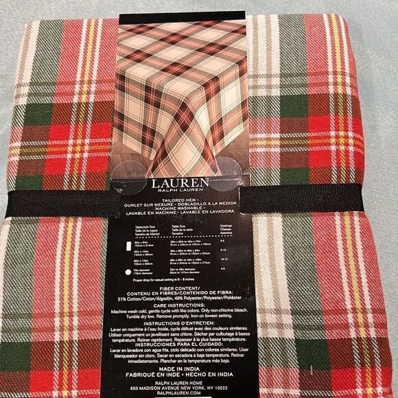 NEW Ralph Lauren 60 x 104” Plaid Christmas Tablecloth - Picture 5 of 5